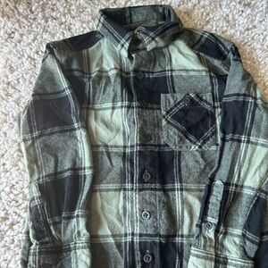 Wonder Nation Black and Green Plaid Shirt